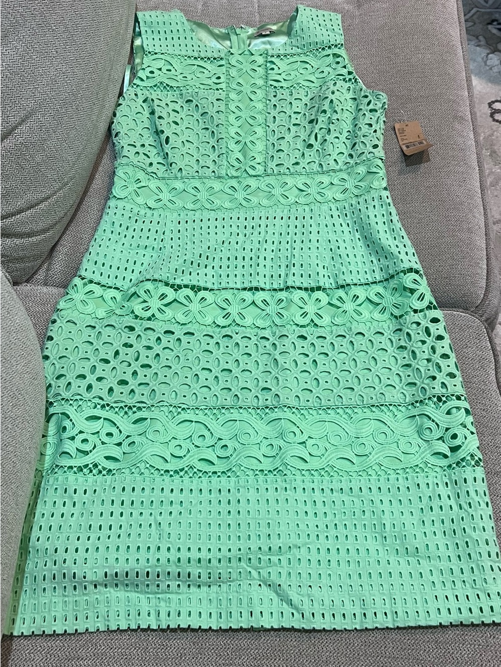 Daniel Cremieux Mint Lace-Trimmed Sleeveless Sheath Dress